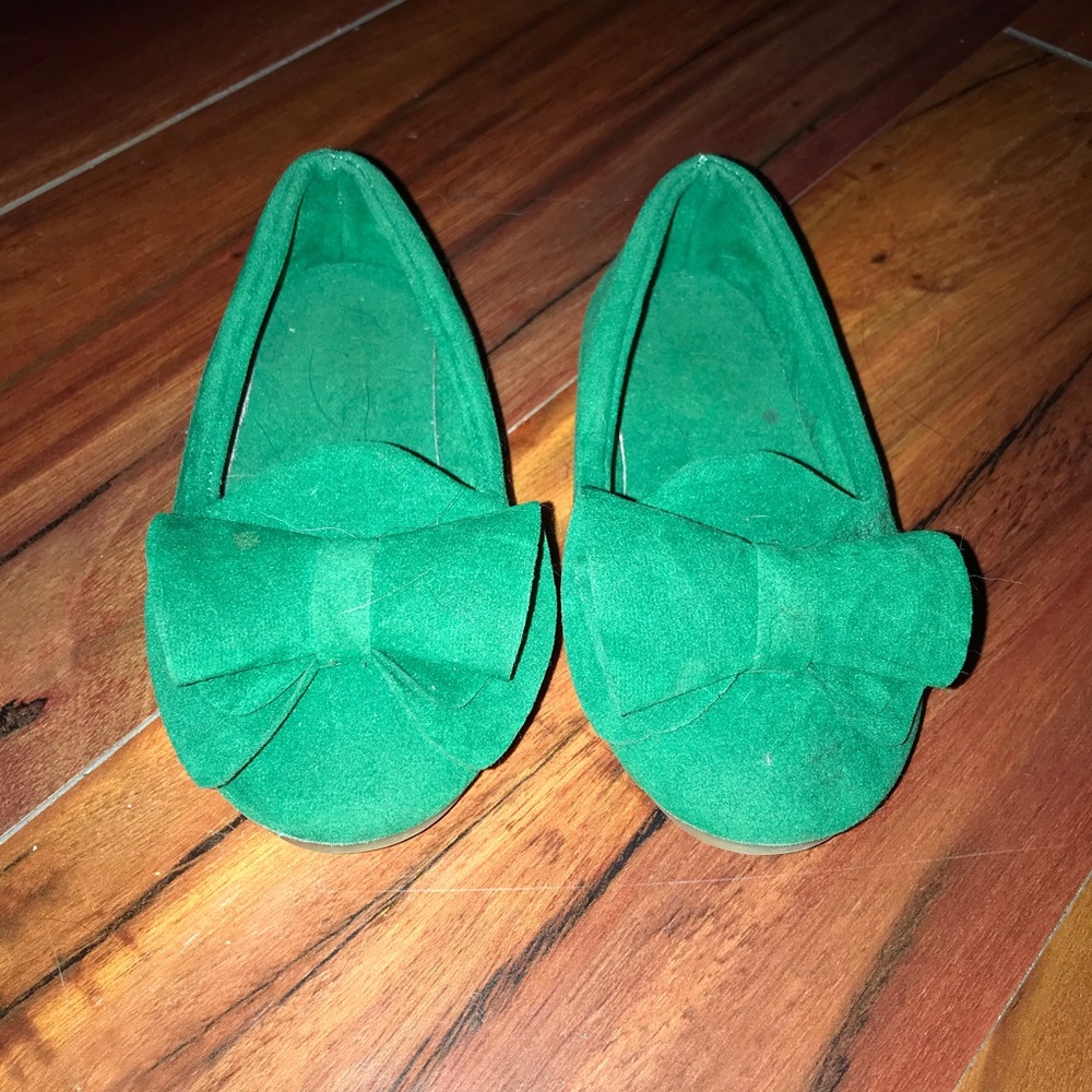 Bright Green Suede-like Girls Flats Shoes EU 23 / US 7